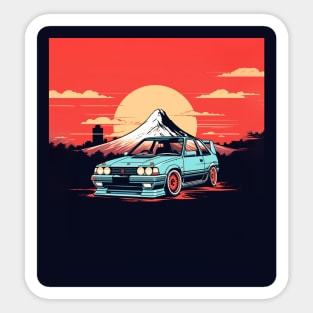 Drift Car and Mount Fuji Sticker